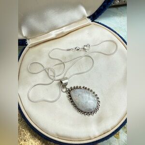 Vintage moonstone pendant silver necklace